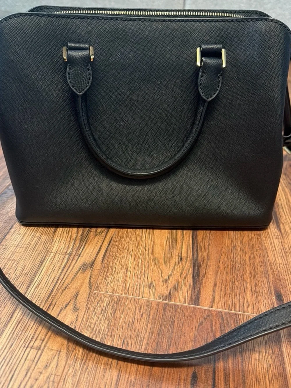 Michael Kors Black Saffiano Satchel with Gold Hardware